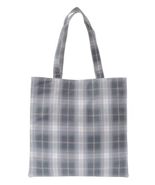 Maison de FLEUR ブランドロゴ刺繍チェックスクエアトート Gray