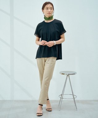 J.PRESS LADIES 【洗える・接触冷感】プレーティングジャージー フレア カットソー ブラック系