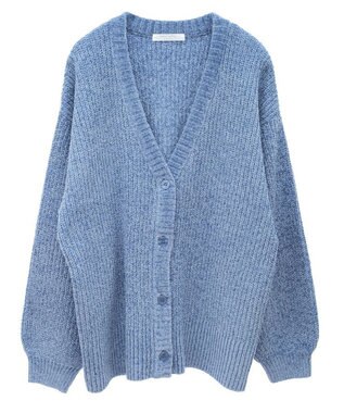 Green Parks ベロアモールＶネックカーディガン Sax