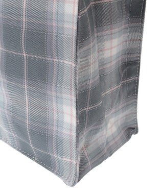 Maison de FLEUR ブランドロゴ刺繍チェックスクエアトート Gray