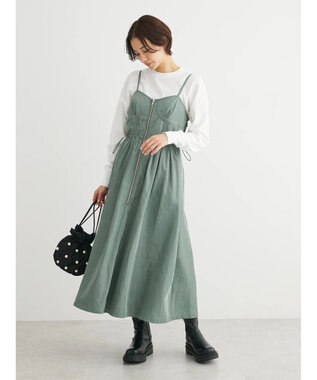 Green Parks ・ＳＵＧＡＲ　ＳＰＯＯＮ　コルセット風キャミワンピース Khaki