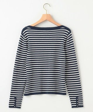 組曲 シルク混ニットロングＴシャツ ネイビー系1