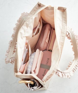 Maison de FLEUR EC限定サイドポケットフリルハンドルスクエアトート Beige