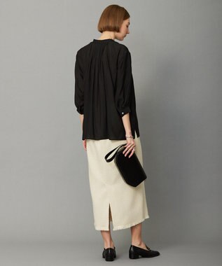 ICB 【接触冷感・速乾・洗える】 ドレープシフォン ブラウス ブラック系