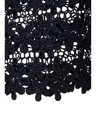 earth music&ecology 裾レース透かしニットプルオーバー Navy