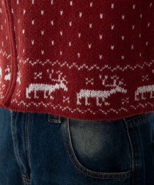 WEGO ユキガラダブルジップカーデ レッド