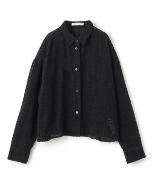 ICB L 【洗える】フェザーエンブロイダリー クロップドシャツ ブラック系