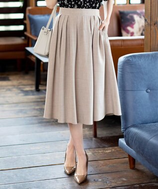 Tiaclasse 【洗える】体型カバーも叶う麻調フレアタックスカート モカ