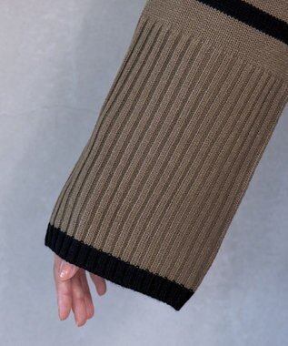 Tiaclasse 【洗える】ハイネックボーダープルオーバー グレージュ