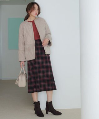 ANY SIS フェイクファーコンビキルティング アウター ベージュ