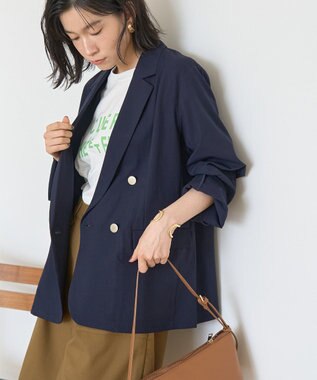 AMERICAN HOLIC イージーケアWテーラードジャケット Navy