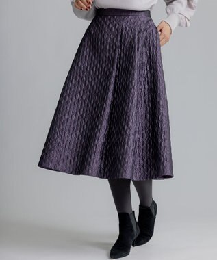 組曲 ジオメトリックフラワージャガード フレアスカート ローズパープル系