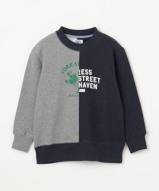 J.PRESS KIDS 【100-130cm】パッチワーク ブルプリント トレーナー ネイビー系