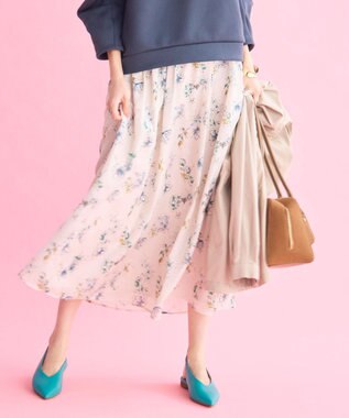 自由区 S エアリーローン花柄プリント スカート