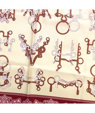 Marca ＜秋の新作＞【Marcaオリジナル】馬具＆ペイズリー 小判 シルクツイル スカーフ アカ