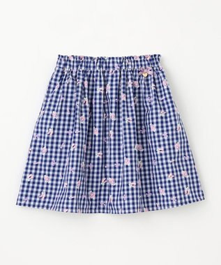 ANY KIDS ギンガム 発泡プリント スカート 青系チェック