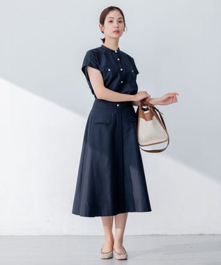 組曲 【洗える・涼感】シアーボイル スカート ネイビー系