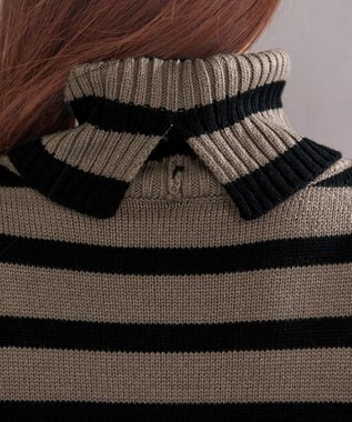 Tiaclasse 【洗える】ハイネックボーダープルオーバー グレージュ