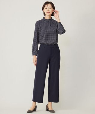 J.PRESS LADIES 【洗える】ポリエステルスエード変形ドットプリント ブラウス ネイビー系5