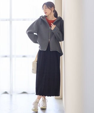 ANY L ダンボールＷジップパーカー チャコール