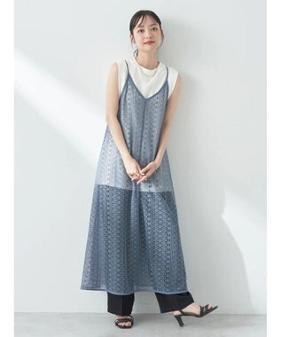 earth music&ecology レースキャミワンピース Blue