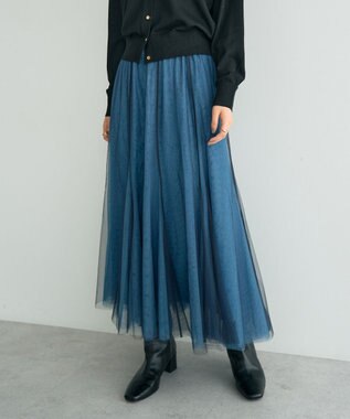 YECCA VECCA レイヤードチュールマーメイドスカート Blue