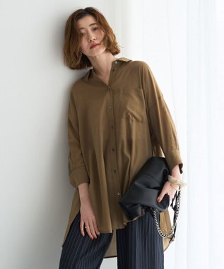 YECCA VECCA リブMIXシアーオーバーシャツ Dark Beige