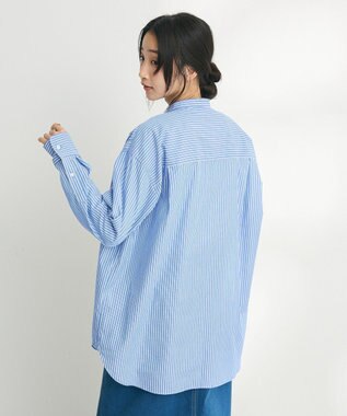 CRAFT STANDARD BOUTIQUE 【追加】バンドカラーシャツ ストライプブルー