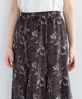 YECCA VECCA ボタニカル柄シアーロングスカート Charcoal Gray