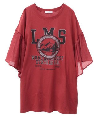 Green Parks ドッキングフレアスリーブロゴチュニック Red