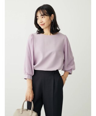 Green Parks 袖異素材使いリップルプルオーバー Purple