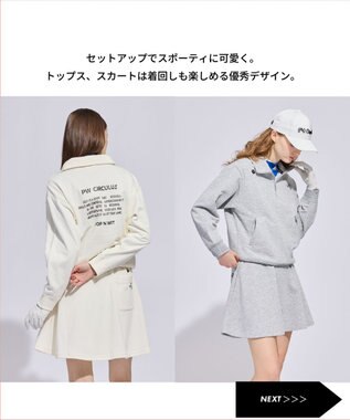 PW CIRCULUS 【WOMEN】ハーフジップ 裏毛スウェットトップス ゴルフウェア レディース アイボリー系