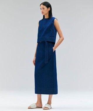 BEIGE， 【洗える・Oggi ８月号掲載】NAVIGLIO / ベルト付きハイウエストデニムスカート Indigo