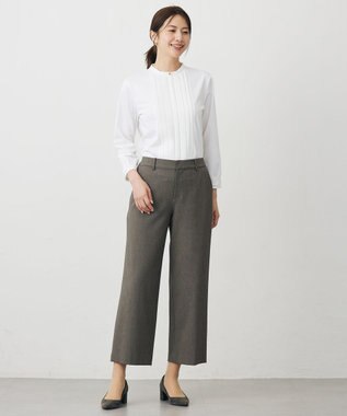 J.PRESS LADIES L 【洗える】T/Rアルガンシルク ワイド パンツ ブラウン系