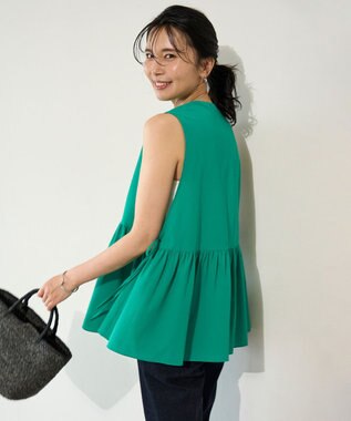 UNFILO BREEZEMOVE ペプラムブラウス グリーン