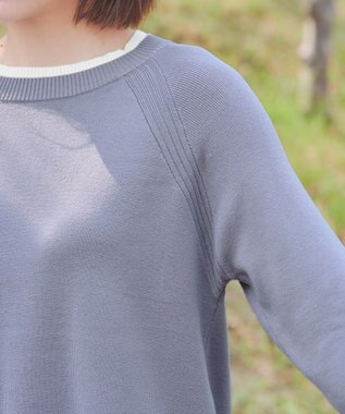 Tiaclasse 【洗える】重ね着風配色ニットチュニック ブルー