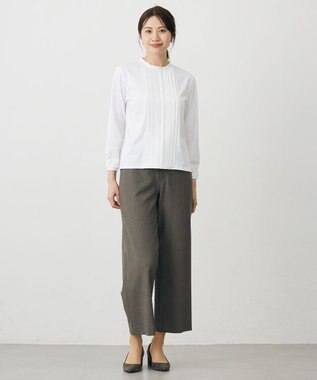 J.PRESS LADIES L 【洗える】T/Rアルガンシルク ワイド パンツ ブラウン系