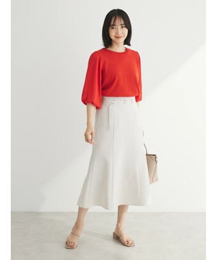 Green Parks きれシルベルト付きフレアスカート Light Beige