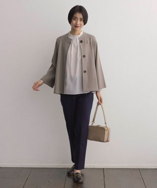 J.PRESS LADIES T/Rアルガンシルク テーパード パンツ ネイビー系