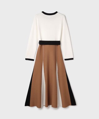 GRACE CONTINENTAL ニットバイカラージャガードワンピース ホワイト