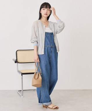 AMERICAN HOLIC シアー配色ニットカーディガン Light Gray