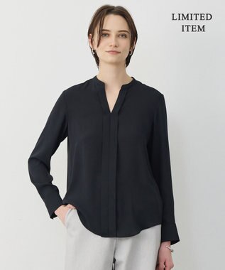 ICB L 【新色追加・WEB限定】BackSatinAmunzen キーネックブラウス