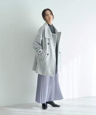 YECCA VECCA ウール混ミドル丈スタンドカラーコート Light Gray