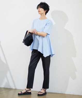 ICB 【接触冷感・洗える】エステルラミーチンツ テーパードパンツ ブラック系