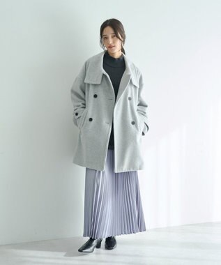 YECCA VECCA ウール混ミドル丈スタンドカラーコート Light Gray