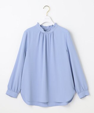 ANY SIS 【洗える】フリルネックスタンド ブラウス ライトブルー
