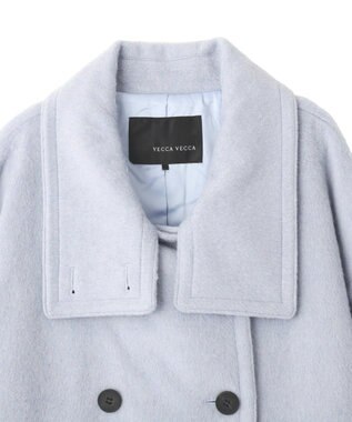 YECCA VECCA ウール混ミドル丈スタンドカラーコート Sax