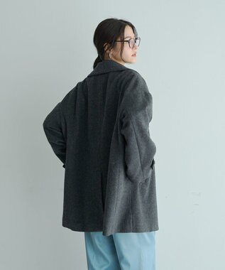 YECCA VECCA ウール混ミドル丈スタンドカラーコート Charcoal Gray