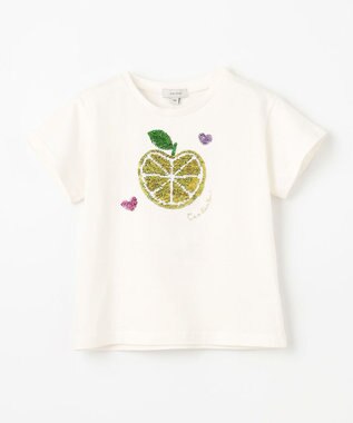 ANY KIDS ミラクルスパンコールTシャツ オフホワイト（りんご×レモン）
