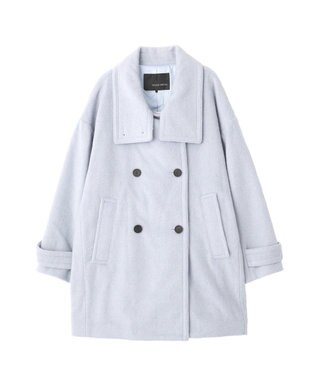YECCA VECCA ウール混ミドル丈スタンドカラーコート Sax